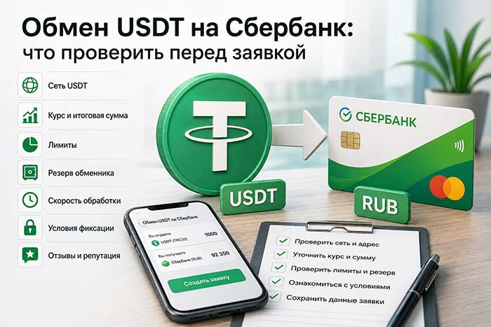Обмен USDT на Сбербанк